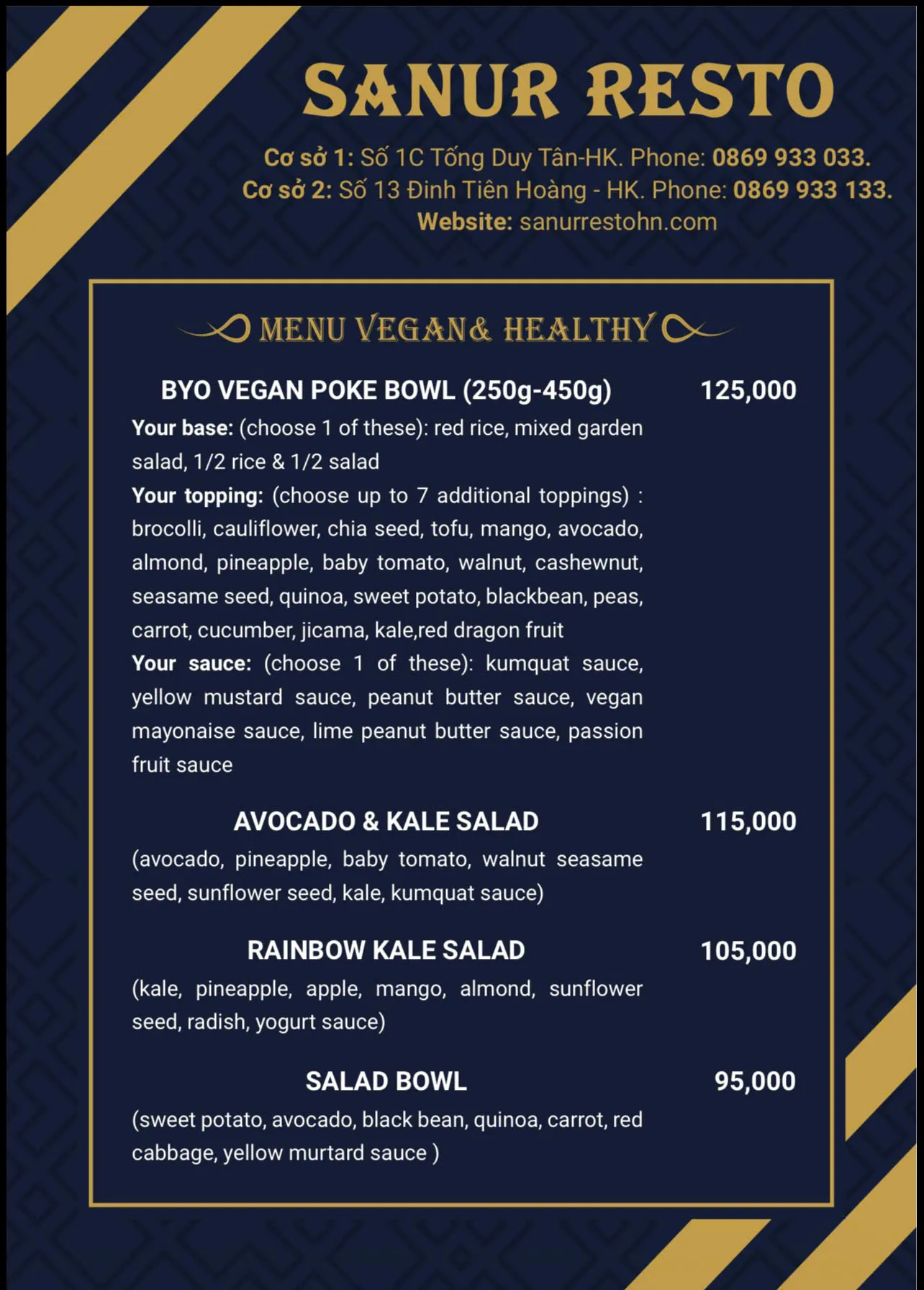 Menu Vegan & Healthy